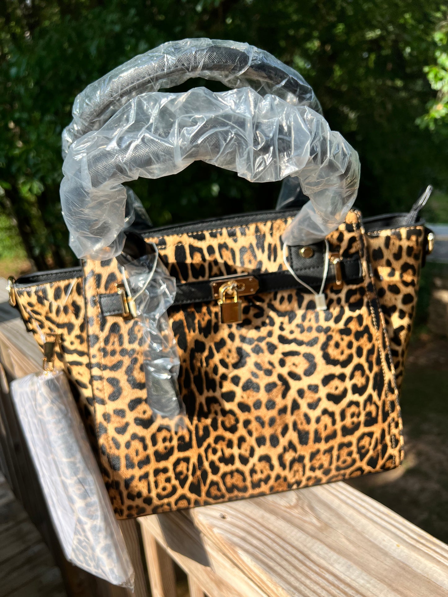 Large Leopard Handbag With Matching Wallet