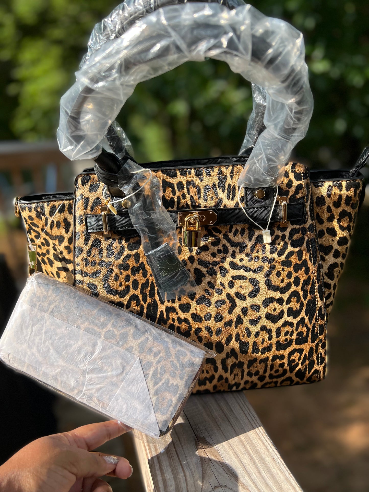 Large Leopard Handbag With Matching Wallet
