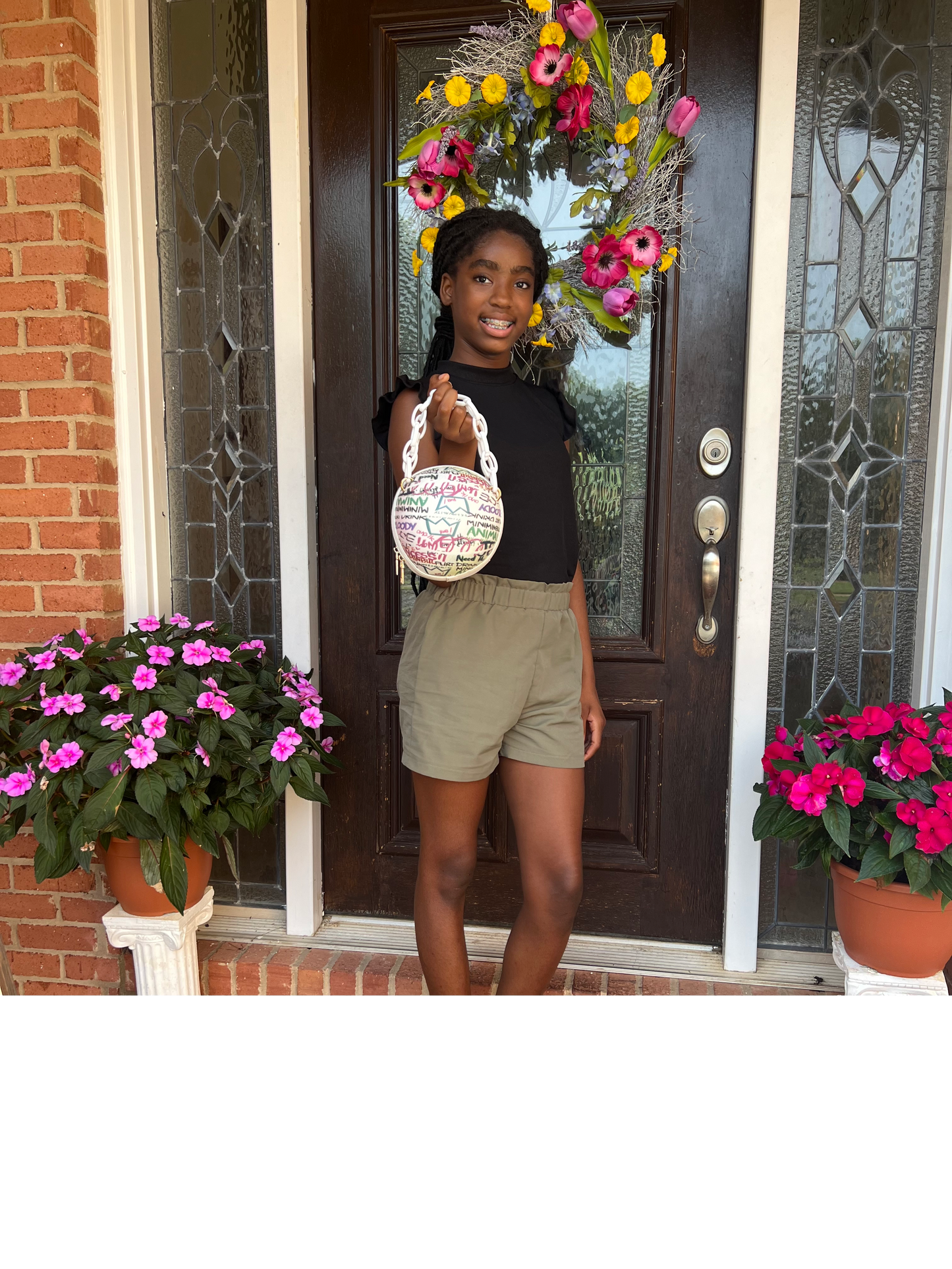 White Graffiti Basketball Handbag